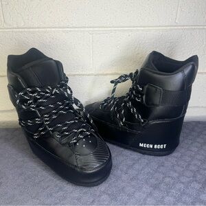 Moon Boot Sneakers Mis Snow Black waterproof Lace-Up Snow Boots 5.5